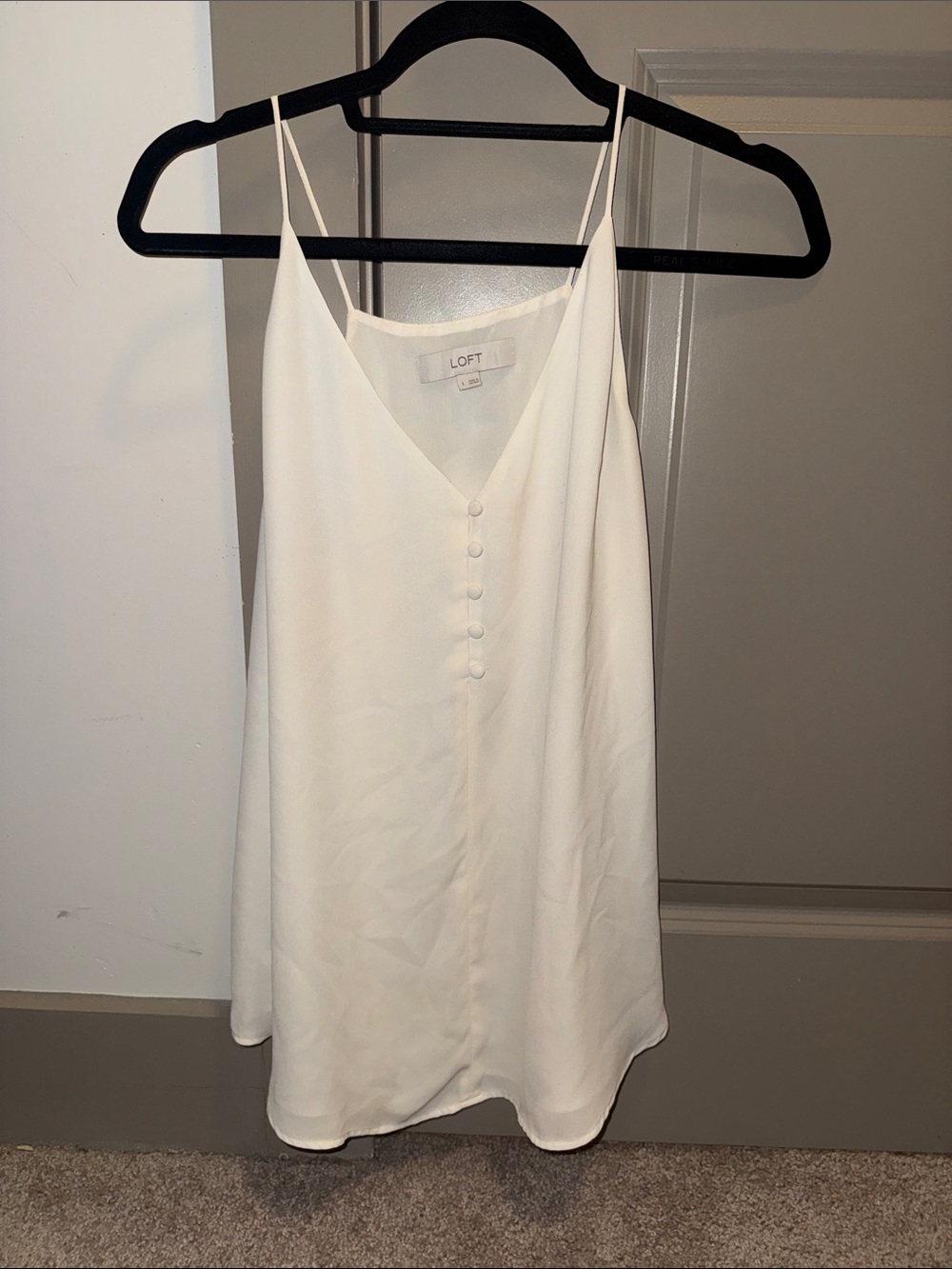 LOFT White Silk-Look Spaghetti Strap Camisole